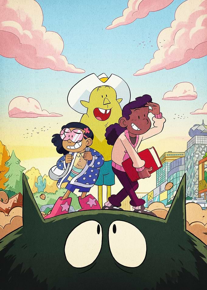 Cartoon Trio Adventure Retro Art