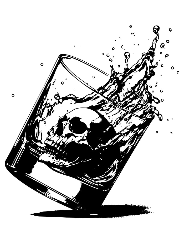 Skull in a Splashing Glass