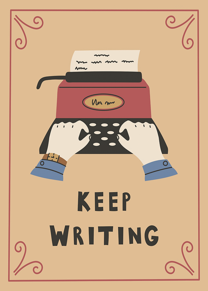 Keep Writing Vintage Typewriter Poster