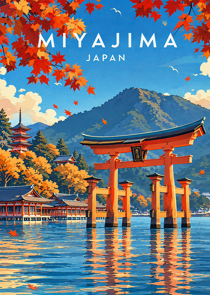 Miyajima Japan Travel Poster