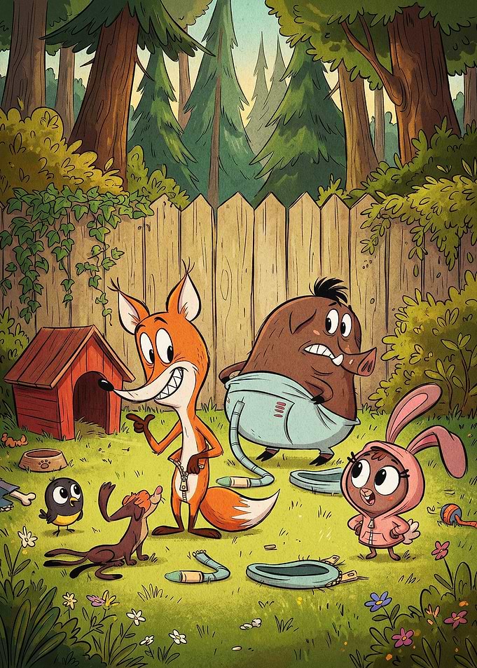 Cartoon Forest Animals Funny Art