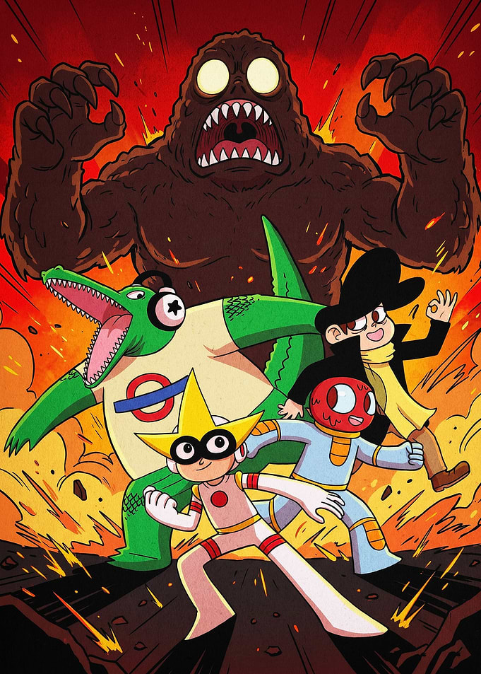 Kaiju Monster Attack Cartoon Art