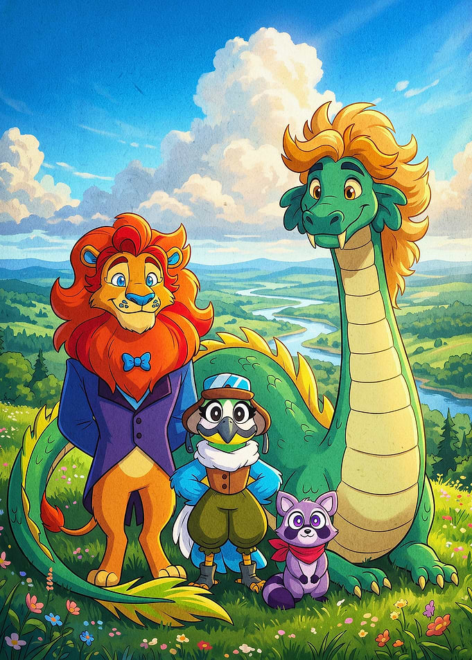 Cartoon Animals Fantasy Art Poster