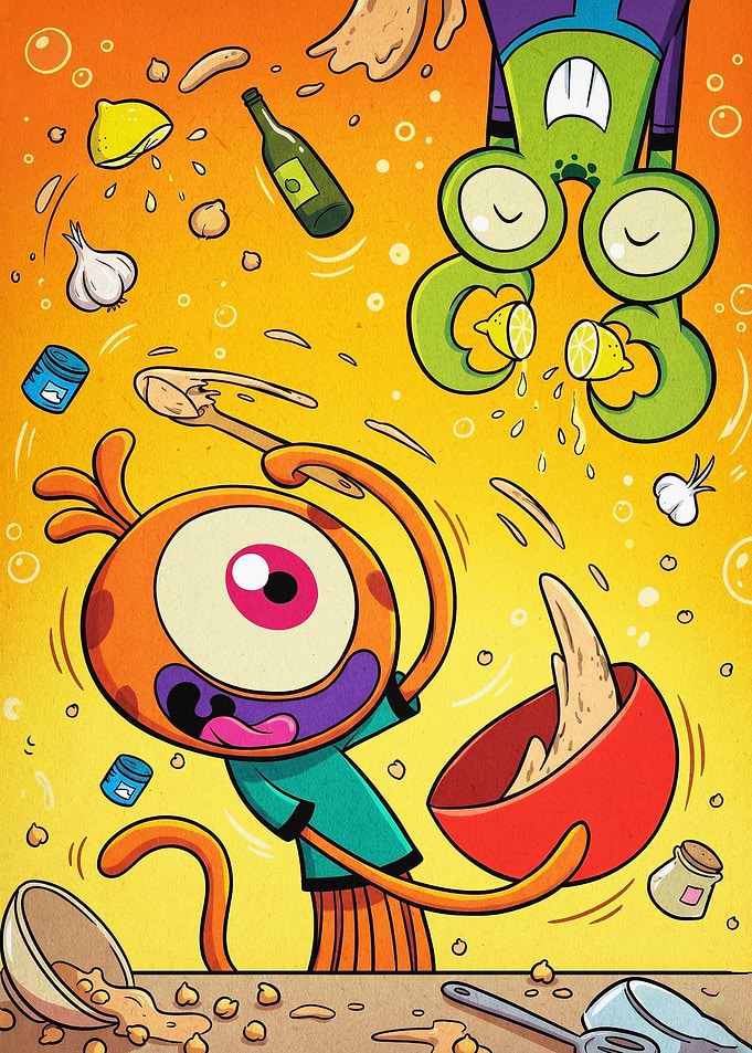 Funny Aliens Cooking Kitchen Art
