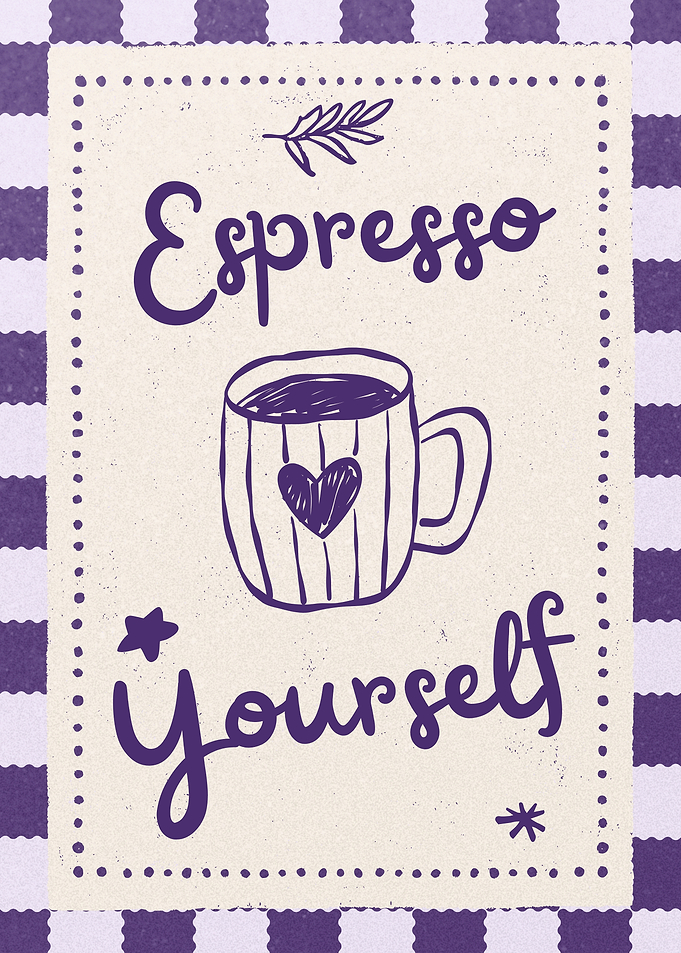 Espresso Yourself Coffee Wall Art in Purple