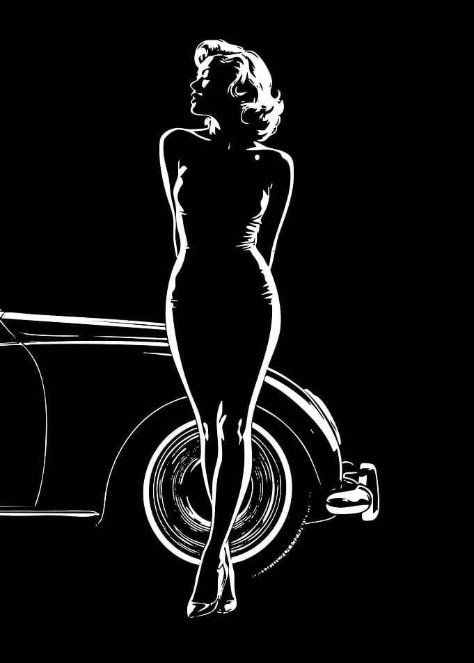Marilyn Monroe Silhouette with Vintage Car