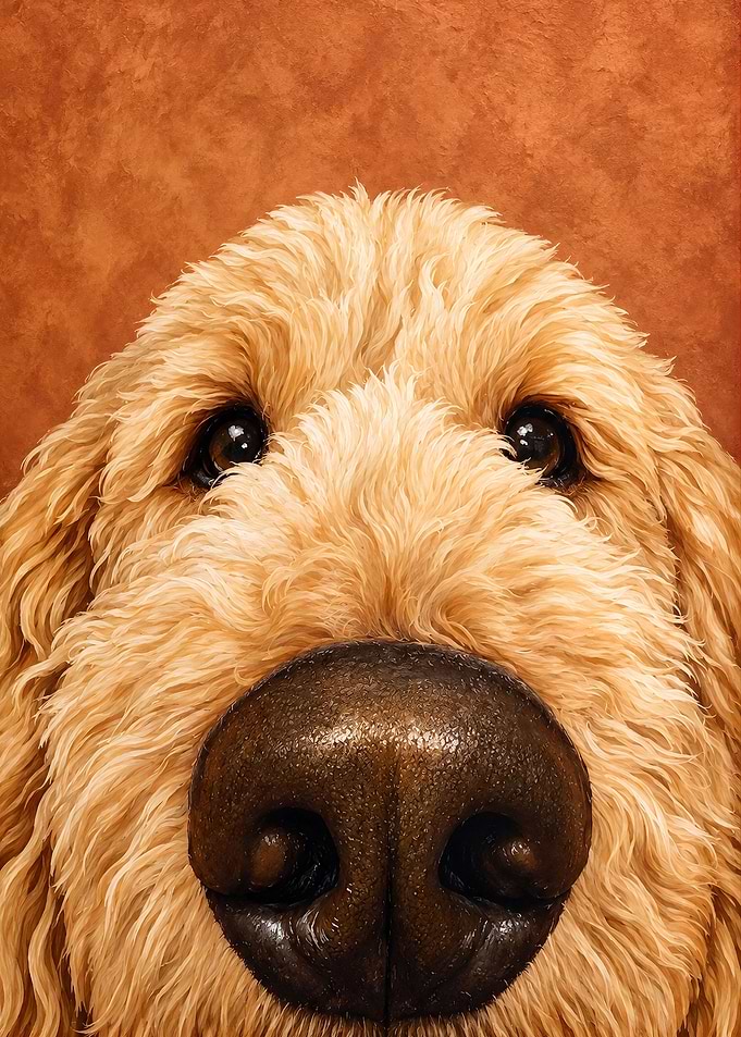 Close-up Portrait of a Golden Doodle