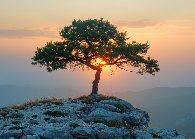 Solitary Tree at Sunset