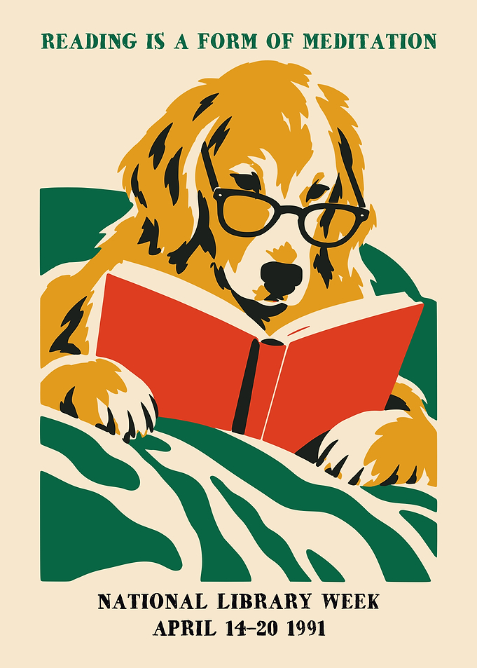 National Library Week 1991 Dog Poster