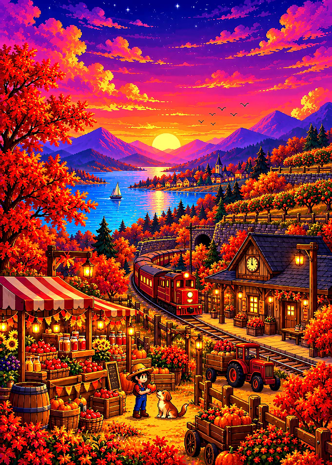 Stardew Valley Autumn Harvest Train Station Scene