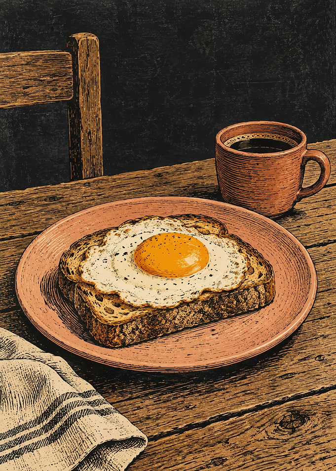 Egg on Toast Breakfast Illustration