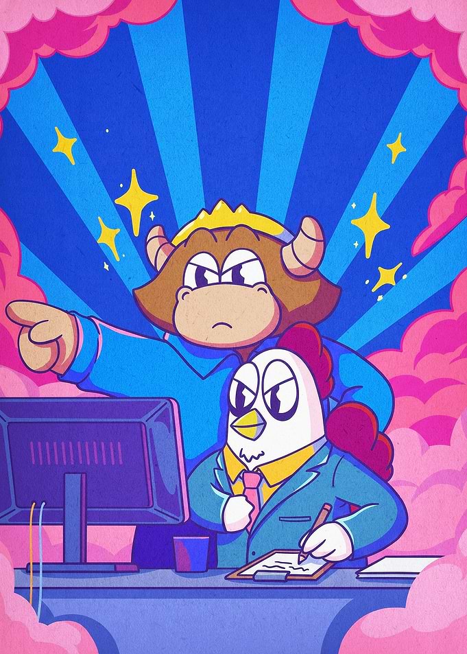Retro Office Cartoon Poster