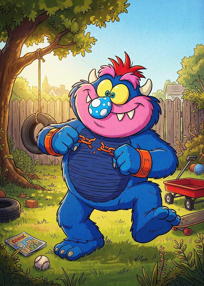 Funny Monster Breaking Chains Art