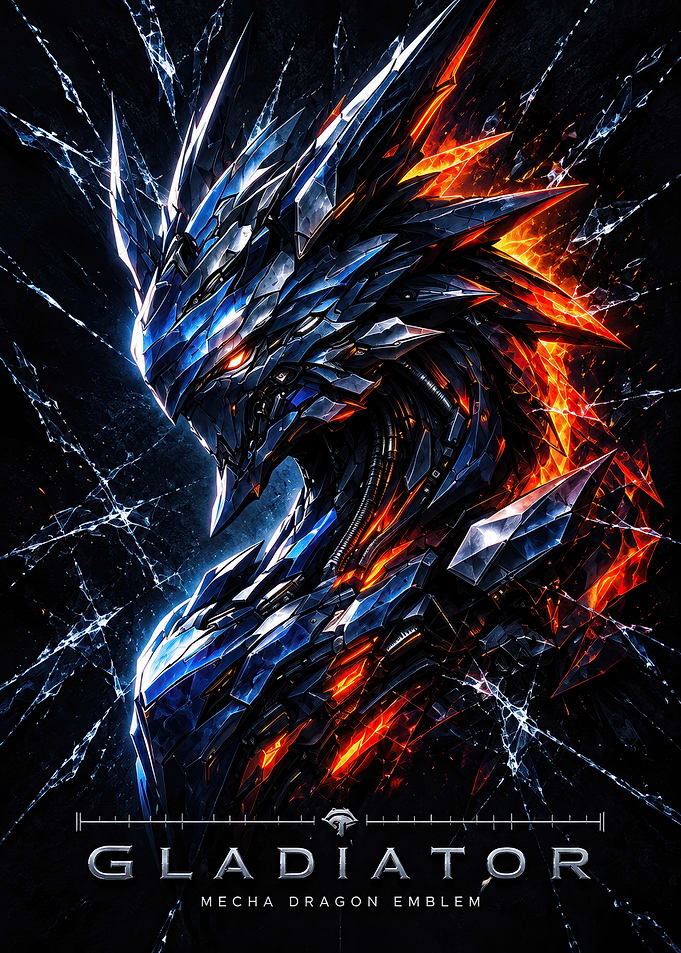 Mecha Dragon Gladiator Emblem Poster