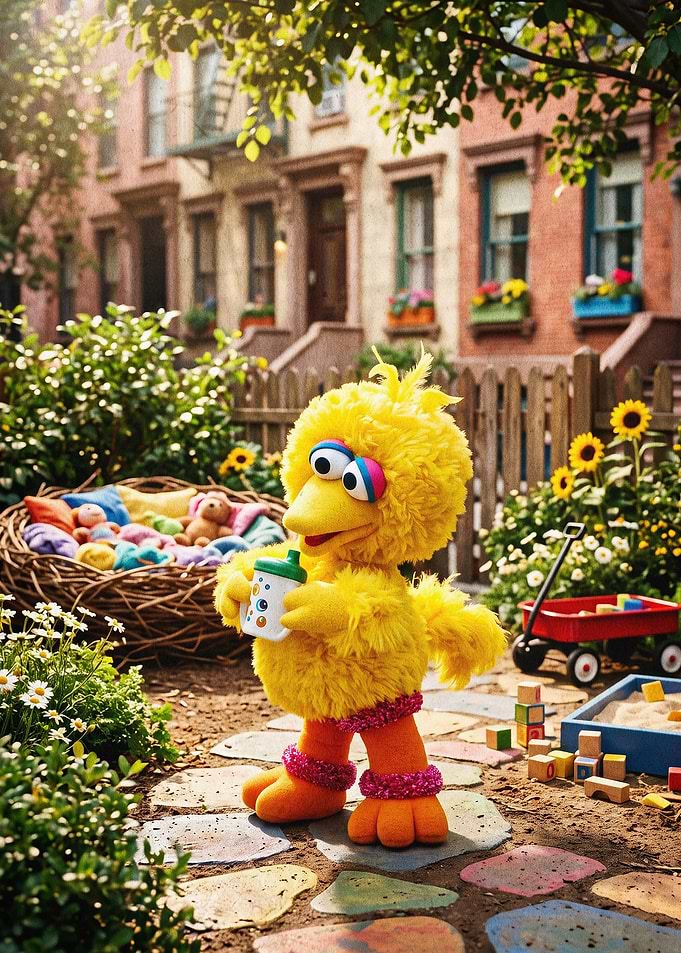 Big Bird in a Sunny Garden