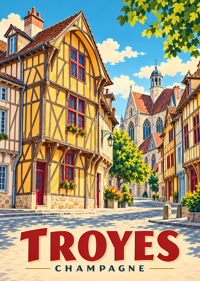 Troyes Champagne Travel Poster
