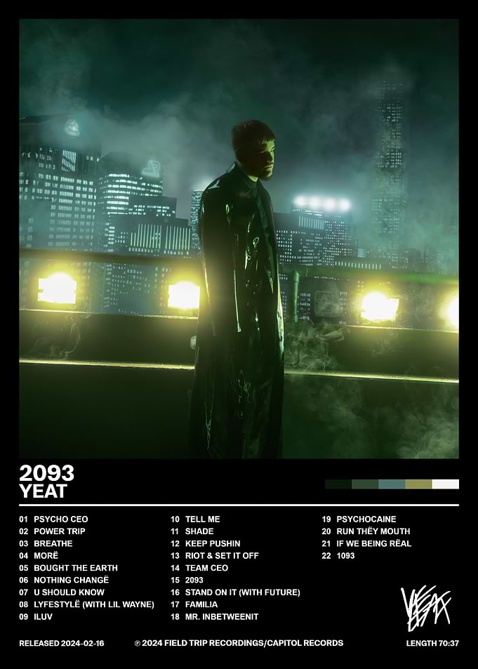 Yeat 2093 Album Tracklist Poster