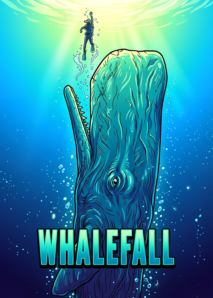 Whalefall Underwater Diver Illustration