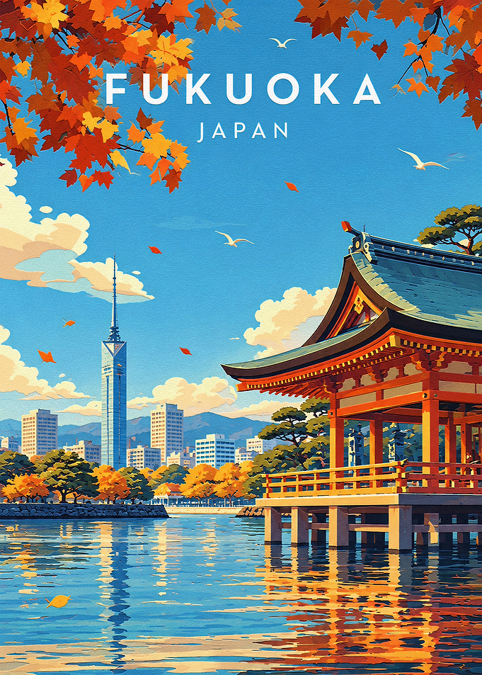 Fukuoka Japan Travel Poster