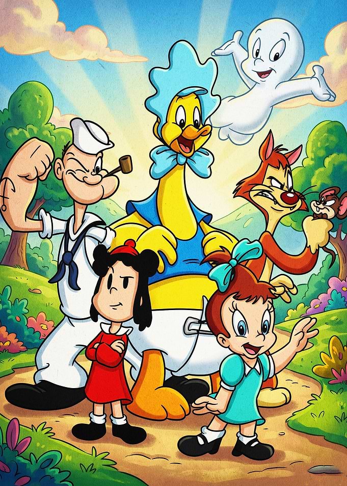 Classic Cartoons Retro Group Art