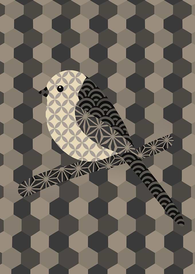 Japanese Long-Tailed Tit in Wagara Patterns