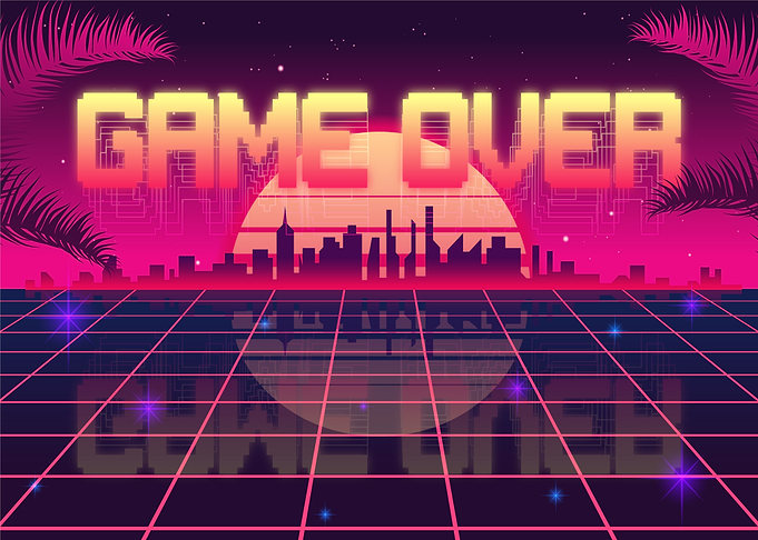 Retro Synthwave Game Over Illustration