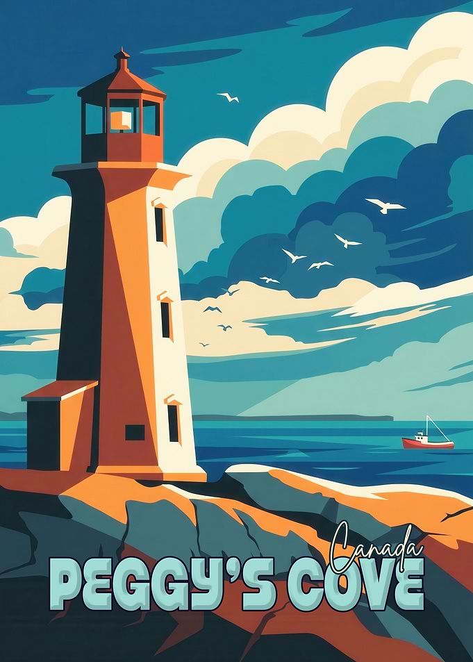 Peggy's Cove Lighthouse Travel Poster