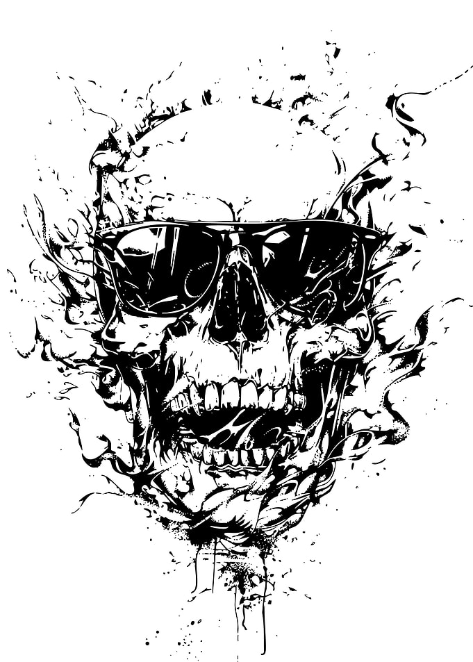 Cool Skull with Sunglasses Ink Splatter