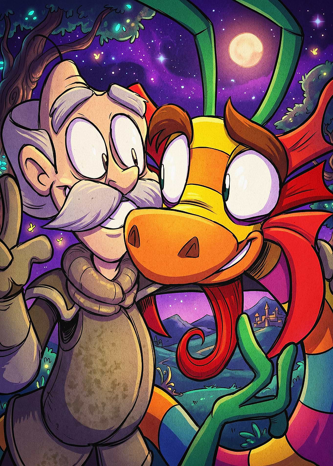 Knight And Dragon Cartoon Art