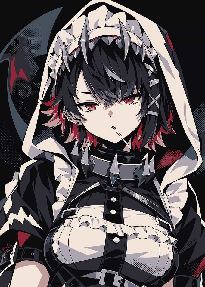 Edgy Anime Maid Character Portrait