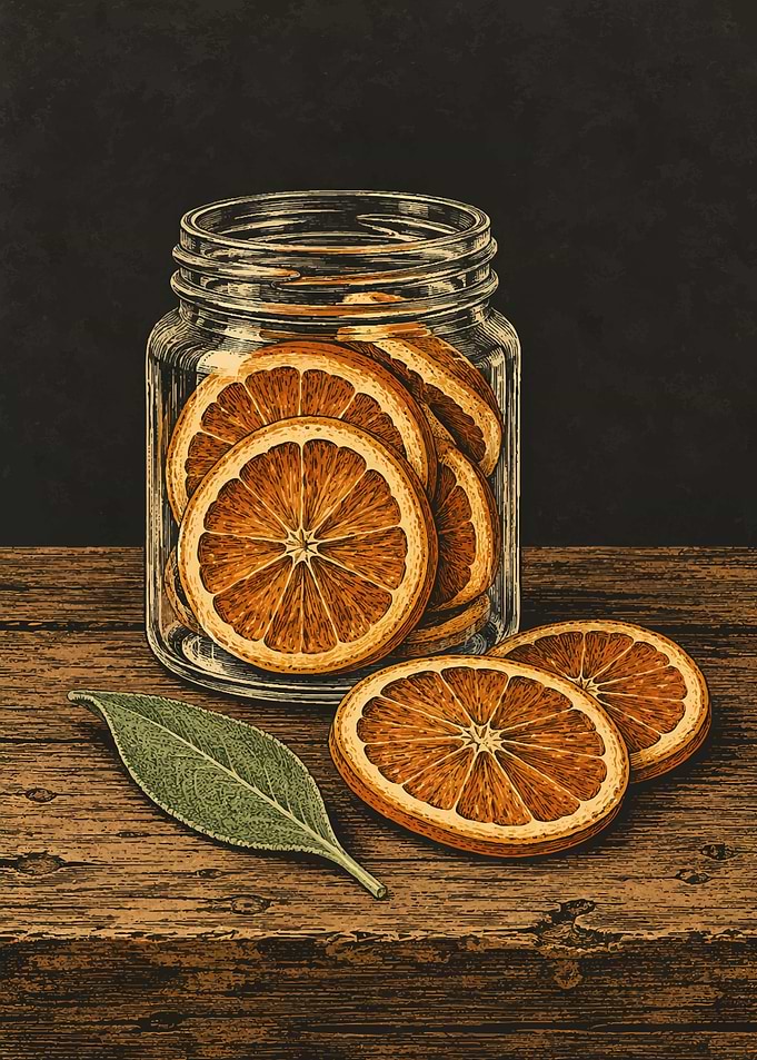 Vintage Illustration of Dried Orange Slices