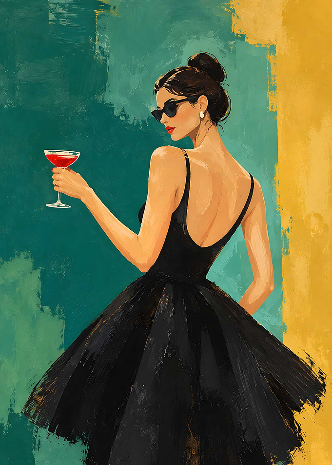 Elegant Woman in Black Dress