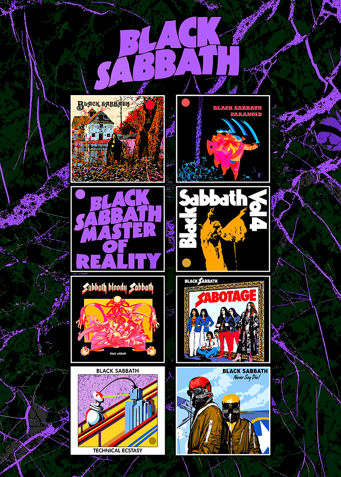Black Sabbath Classic Album Cover Collage
