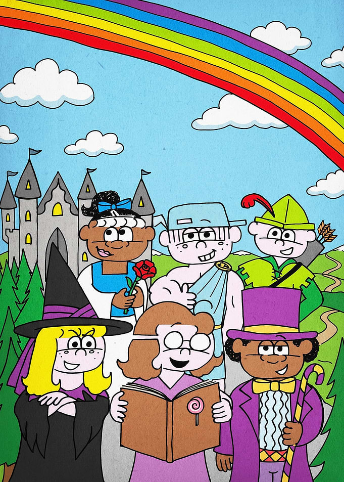 Cartoon Fantasy Castle Retro Art Po