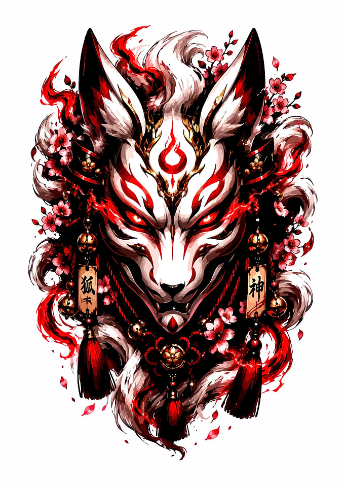 Kitsune Mask with Cherry Blossoms
