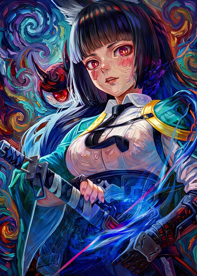 Anime Warrior Girl with Katana