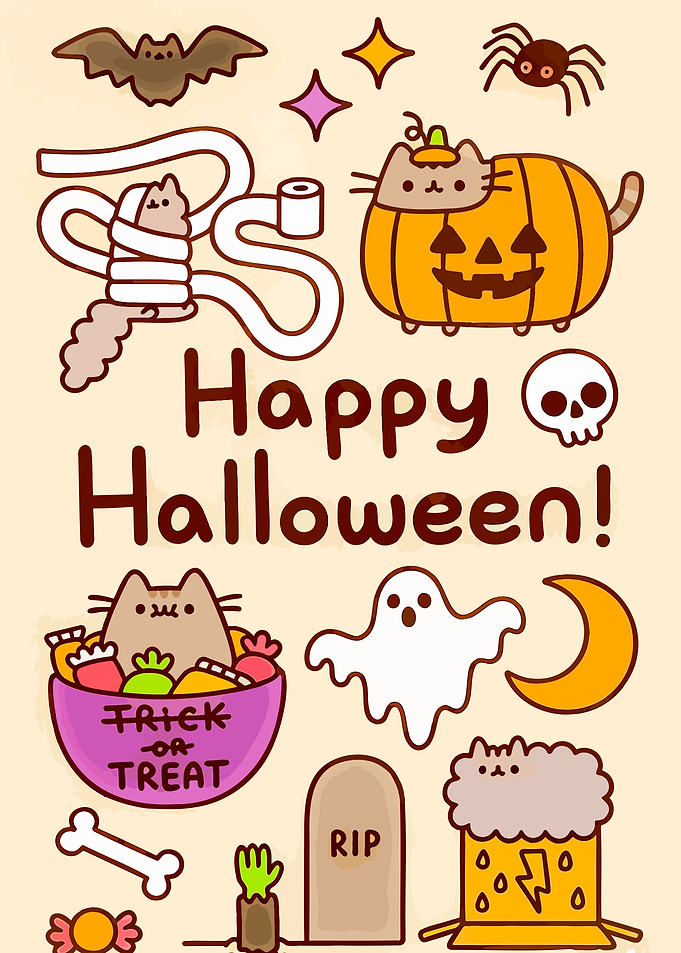 Pusheen Cat Happy Halloween Illustration