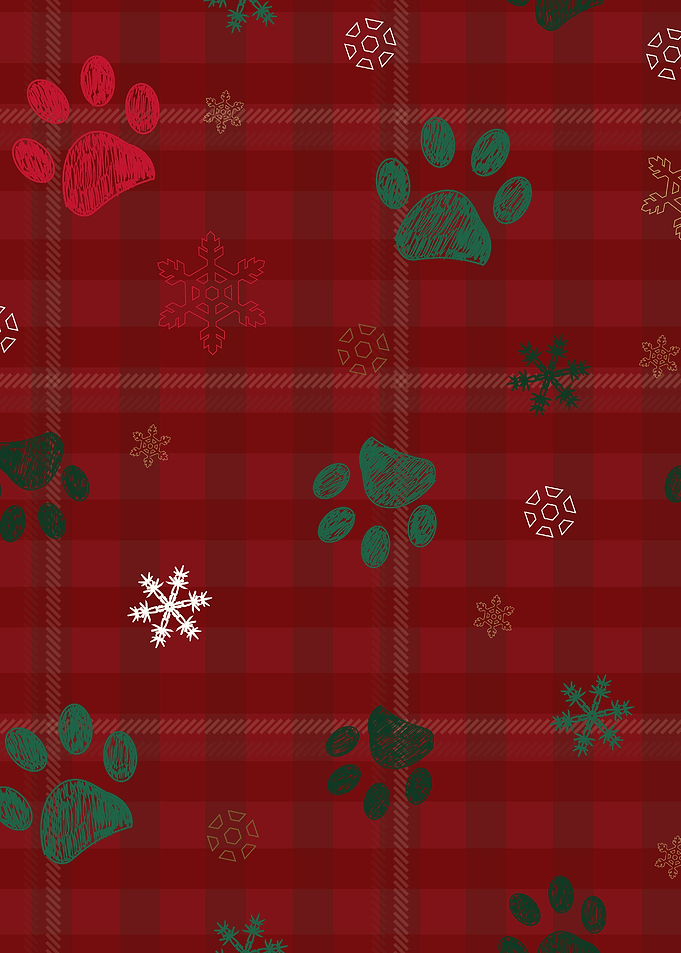 Christmas Plaid Paw Print Pattern