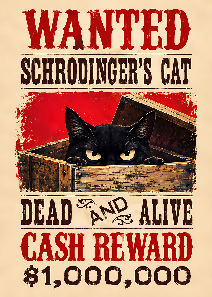 Wanted Schrodinger's Cat Vintage Poster