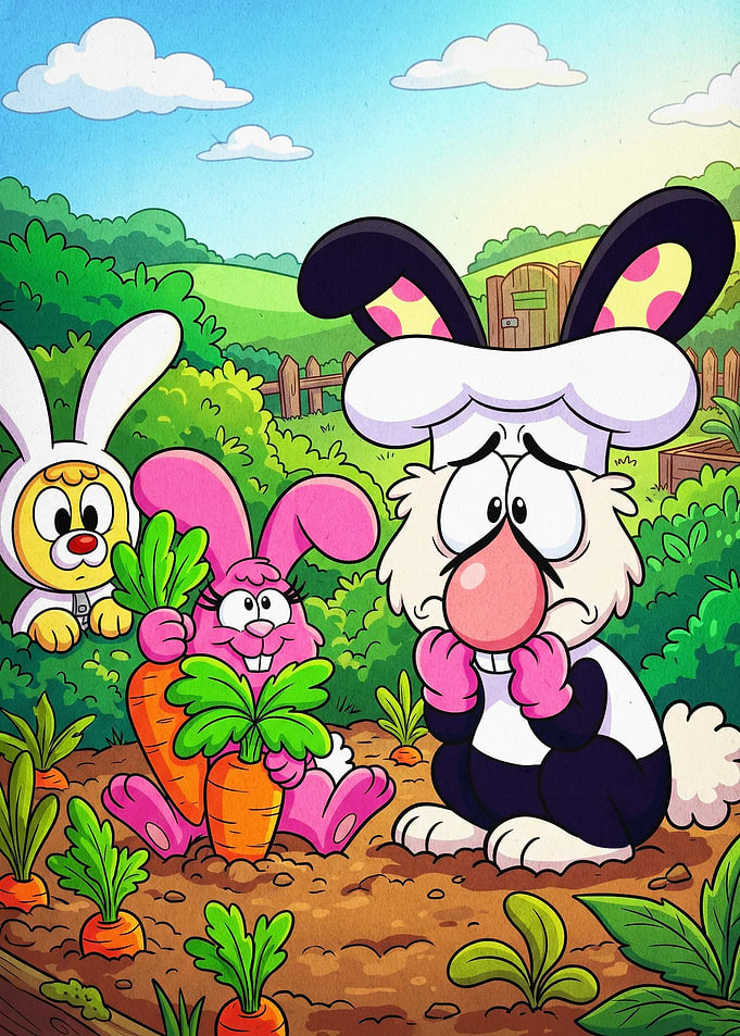 Chef Bunny Garden Carrot Cute Art