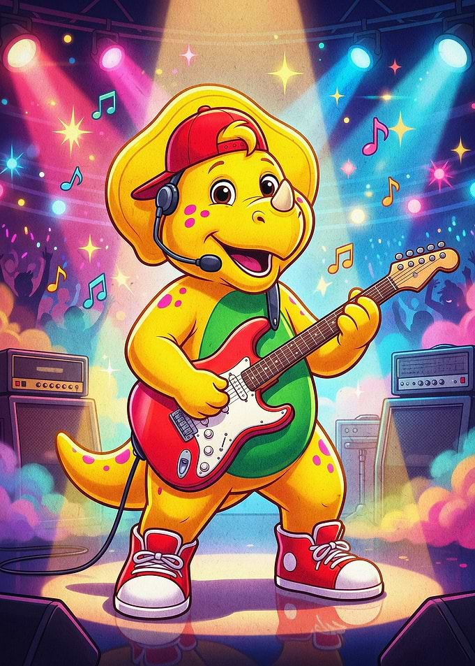 Dinosaur Rock Star Music Cartoon