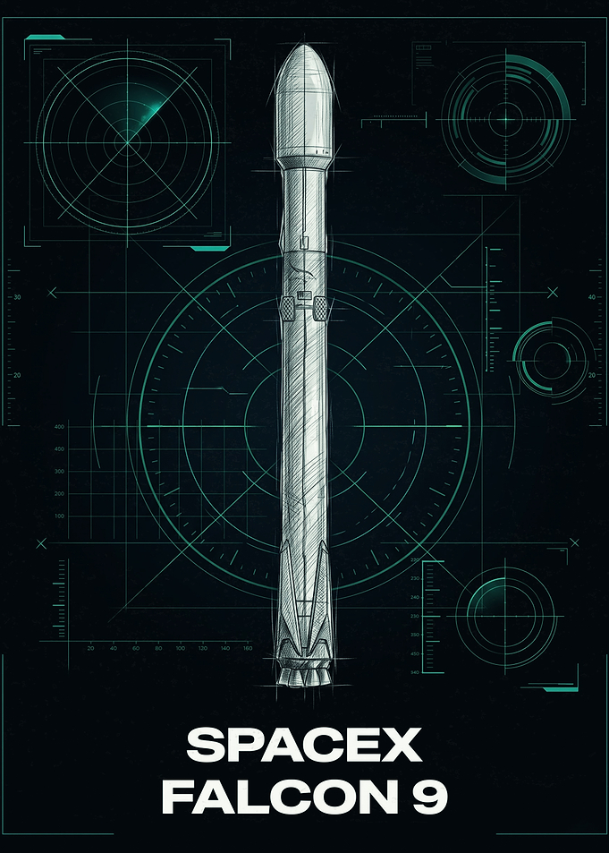 SpaceX Falcon 9 Blueprint Poster