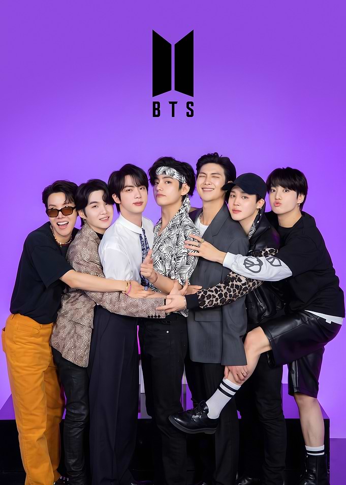 BTS Group Portrait with Purple Background