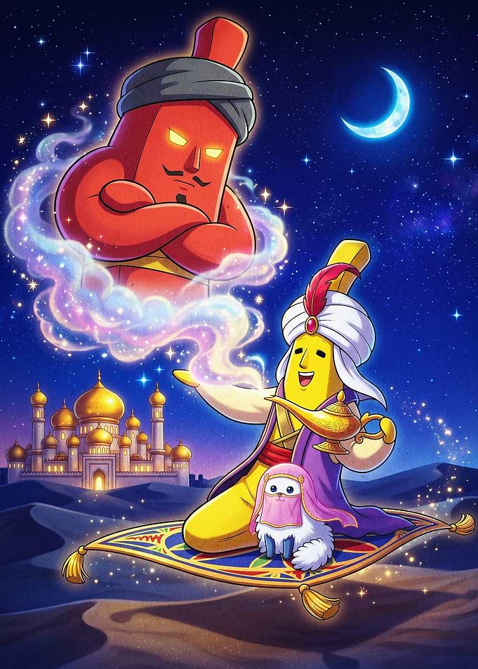 Banana Genie Magic Fantasy Poster