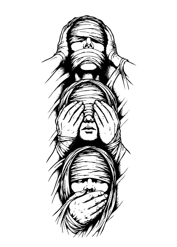 Three Wise Monkeys Tattoo Design