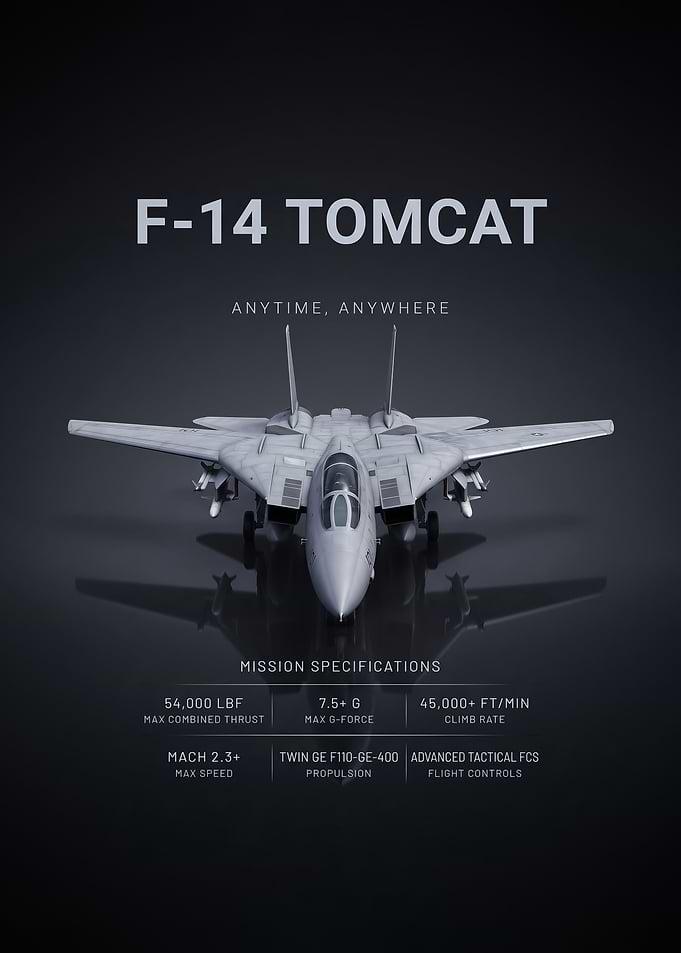 black background sleek 14 Military Aircraft Poster