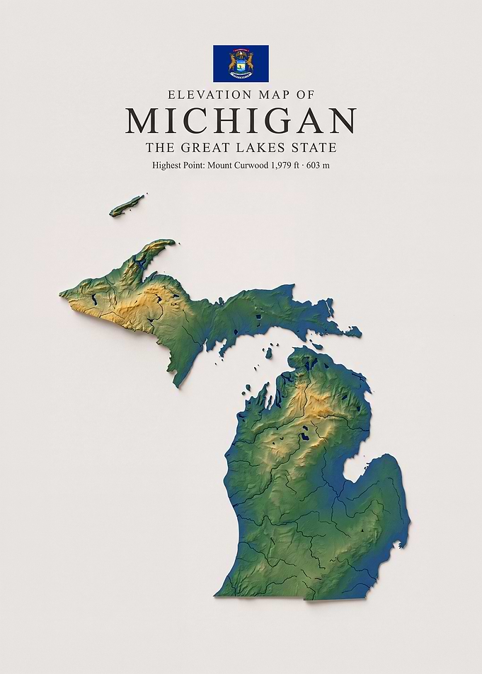 Elevation Map of Michigan State
