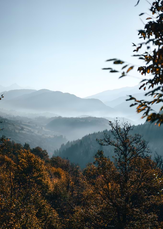 Misty Autumn Mountain Landscape