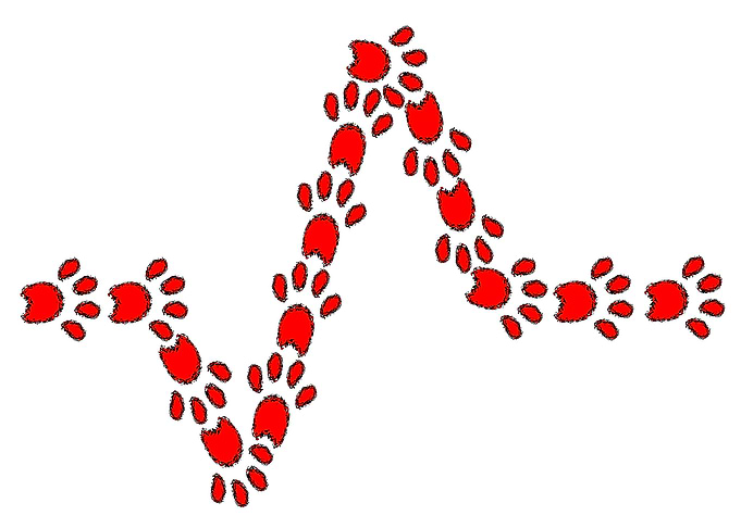 Red Paw Print Heartbeat Line