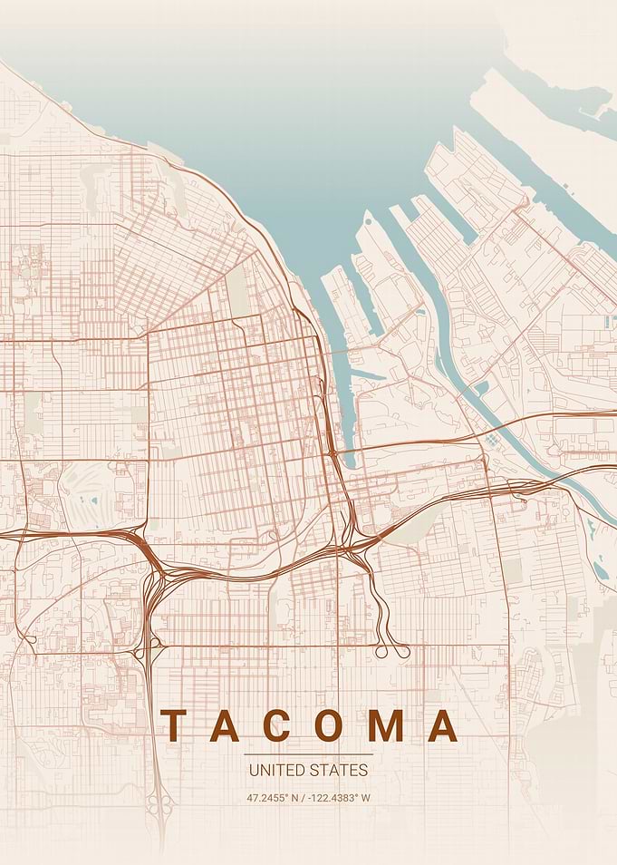 Tacoma Washington City Map Print